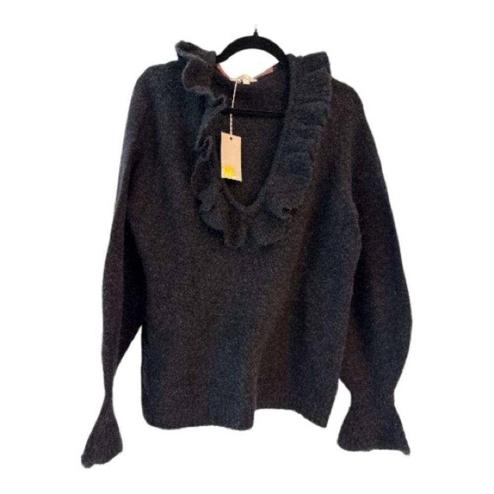 NWT Boden Black Fluffy Frill Sweater